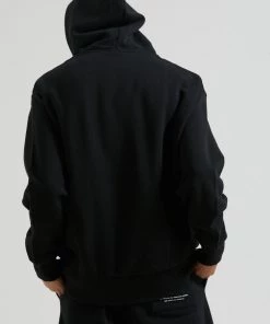 Afends Unisex Razor - Unisex Organic Oversized Hoodie - Black Clothing