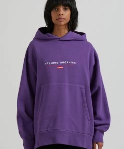 Afends Unisex Razor - Unisex Organic Oversized Hoodie - Faded Purple Clothing