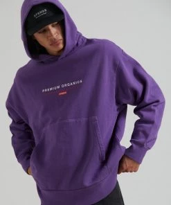 Afends Unisex Razor - Unisex Organic Oversized Hoodie - Faded Purple Clothing