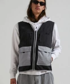 Afends Unisex Foreword - Unisex Organic Convertible Jacket - Charcoal Clothing