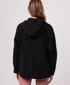 Afends Unisex Beam Up - Unisex Recycled Spray Jacket - Black Clothing