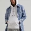Clothing Afends Unisex Porcelain - Unisex Hemp Check Coated Trench - Electric Blue