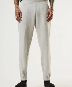 Afends Unisex Monopoly - Unisex Organic Sweat Pants - Grey Marle Clothing