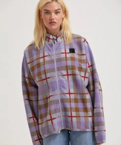 Clothing Afends Unisex Colby - Unisex Hemp Zip Up Jumper - Plum