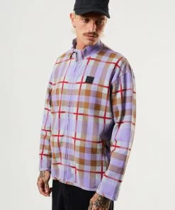 Clothing Afends Unisex Colby - Unisex Hemp Zip Up Jumper - Plum