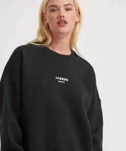 Afends Unisex Solitude - Unisex Organic Crew Neck Jumper - Black