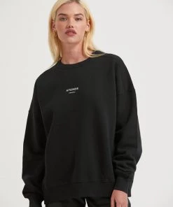 Afends Unisex Solitude - Unisex Organic Crew Neck Jumper - Black