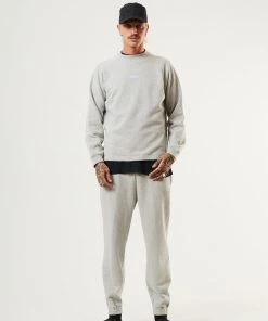 Clothing Afends Unisex Monopoly - Unisex Organic Crew Neck Jumper - Grey Marle