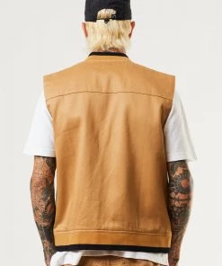 Clothing Afends Unisex Small Moments - Unisex Hemp Zip Up Vest - Chestnut