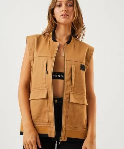 Clothing Afends Unisex Small Moments - Unisex Hemp Zip Up Vest - Chestnut