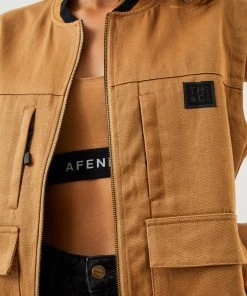 Clothing Afends Unisex Small Moments - Unisex Hemp Zip Up Vest - Chestnut