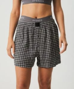 Afends Unisex Asta - Unisex Hemp Check Boxers - Steel NEW ARRIVALS