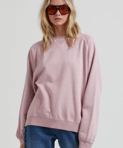 Clothing Afends Womens Remi - Hemp Slouchy Crew Neck Jumper - Blush