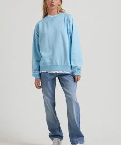 Clothing Afends Womens Remi - Hemp Slouchy Crew Neck Jumper - Sky Blue
