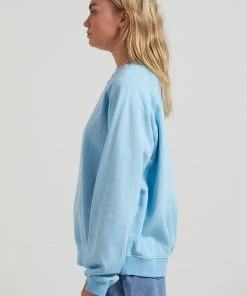 Clothing Afends Womens Remi - Hemp Slouchy Crew Neck Jumper - Sky Blue
