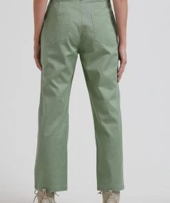 Clothing Afends Womens Shelby - Hemp Twill High Waist Wide Leg Pant - Moss