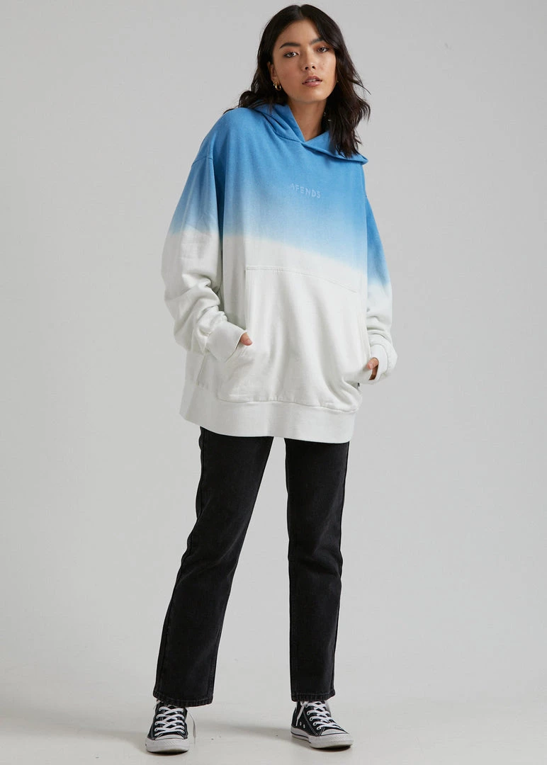 Afends Unisex High Status - Unisex Hemp Pull On Hood - Blue Dip Dye SALE 4 Afends Unisex High Status - Unisex Hemp Pull On Hood - Blue Dip Dye SALE