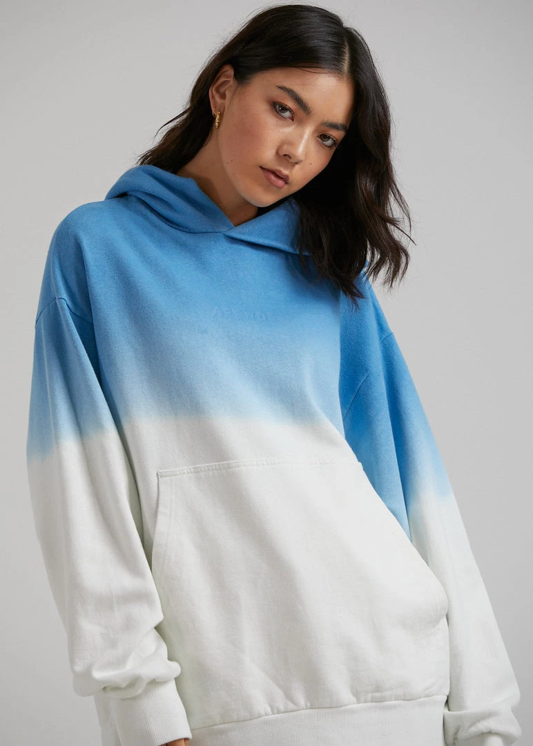 Afends Unisex High Status - Unisex Hemp Pull On Hood - Blue Dip Dye SALE 2 Afends Unisex High Status - Unisex Hemp Pull On Hood - Blue Dip Dye SALE