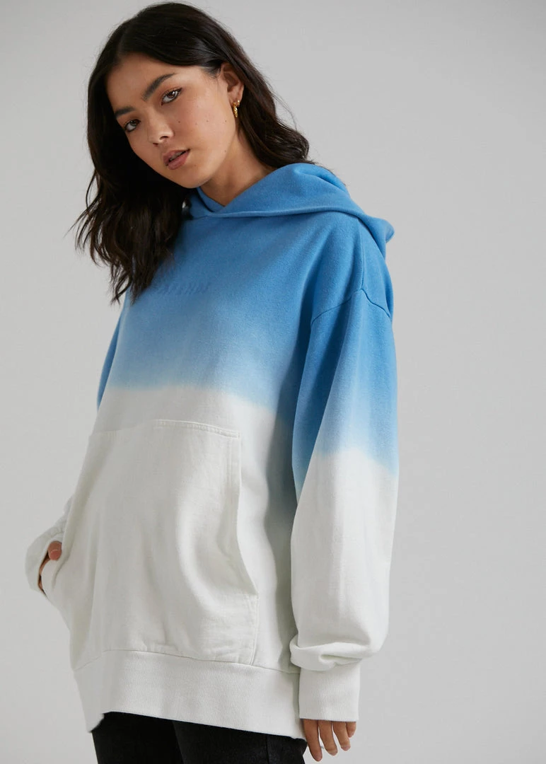 Afends Unisex High Status - Unisex Hemp Pull On Hood - Blue Dip Dye SALE 8 Afends Unisex High Status - Unisex Hemp Pull On Hood - Blue Dip Dye SALE
