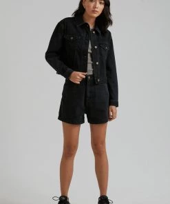 SALE Afends Womens Ziggy - Organic Denim Jacket - Washed Black
