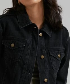 SALE Afends Womens Ziggy - Organic Denim Jacket - Washed Black