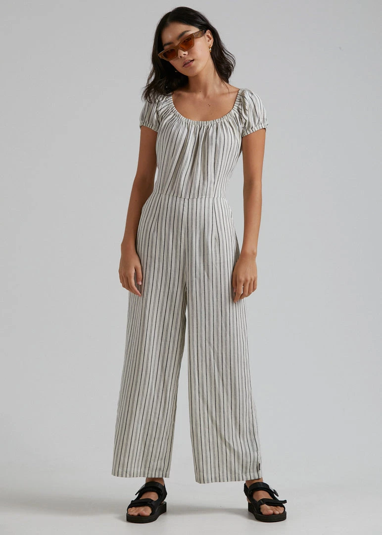 SALE Afends Womens Penny - Hemp Stripe Jumpsuit - Cream 1 SALE Afends Womens Penny - Hemp Stripe Jumpsuit - Cream