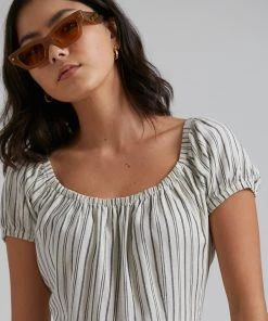 SALE Afends Womens Penny - Hemp Stripe Jumpsuit - Cream