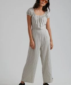 SALE Afends Womens Penny - Hemp Stripe Jumpsuit - Cream 9 SALE Afends Womens Penny - Hemp Stripe Jumpsuit - Cream
