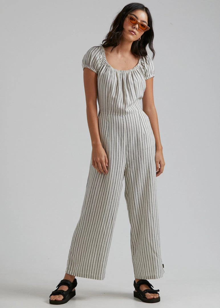 SALE Afends Womens Penny - Hemp Stripe Jumpsuit - Cream 4 SALE Afends Womens Penny - Hemp Stripe Jumpsuit - Cream