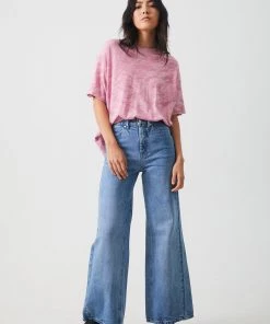 Afends Womens Evolve - Hemp Oversized Tee - Smokey Lilac SALE