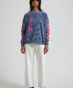 Afends Womens All Or Nothing - Hemp Slouchy Crew - Storm