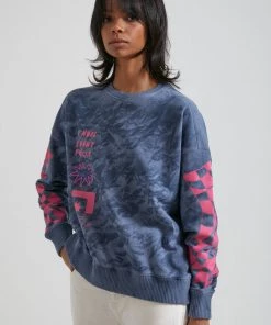 Afends Womens All Or Nothing - Hemp Slouchy Crew - Storm