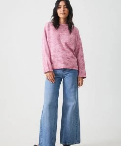 Afends Womens Evolve - Hemp Oversized Crew Neck - Smokey Lilac