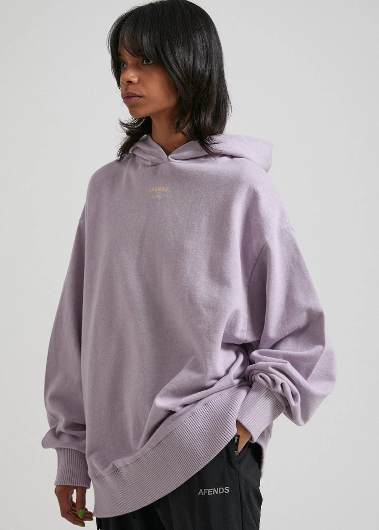 Afends Womens Revolve - Hemp Oversized Pull On Hood - Lilac SALE 4 Afends Womens Revolve - Hemp Oversized Pull On Hood - Lilac SALE