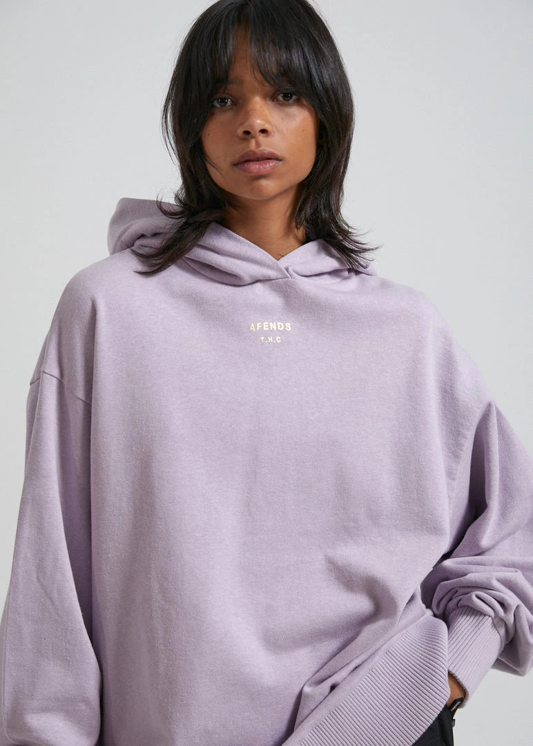 Afends Womens Revolve - Hemp Oversized Pull On Hood - Lilac SALE 2 Afends Womens Revolve - Hemp Oversized Pull On Hood - Lilac SALE