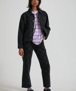 SALE Afends Womens Arlo - Organic Denim Mod Floral Jacket - Washed Black 7 SALE Afends Womens Arlo - Organic Denim Mod Floral Jacket - Washed Black