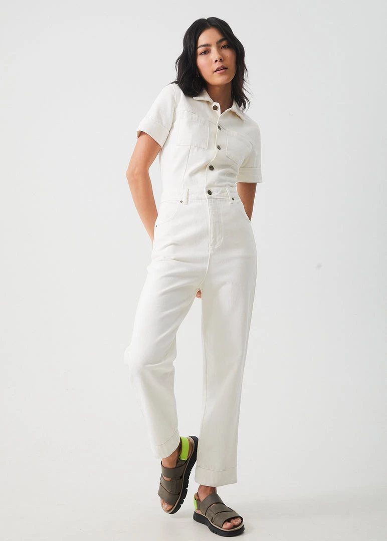 Afends Womens Zuri - Organic Denim Jumpsuit - Off White SALE 1 Afends Womens Zuri - Organic Denim Jumpsuit - Off White SALE