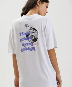 SALE Afends Unisex Fu*k Plastic - Unisex Retro Fit Tee - White