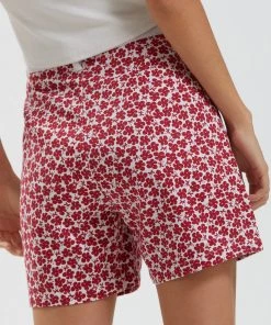 SALE Afends Womens Shelby - Hemp Canvas Floral High Waisted Shorts - Red 11 SALE Afends Womens Shelby - Hemp Canvas Floral High Waisted Shorts - Red