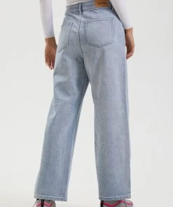 Afends Womens Kendall - Hemp Washed Denim Low Rise Jeans - Vintage Blue