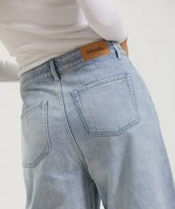 Afends Womens Kendall - Hemp Washed Denim Low Rise Jeans - Vintage Blue