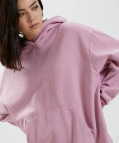 Afends Womens Remi - Hemp Oversized Hoodie - Smokey Pink Clothing