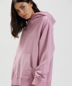 Afends Womens Remi - Hemp Oversized Hoodie - Smokey Pink Clothing 8 Afends Womens Remi - Hemp Oversized Hoodie - Smokey Pink Clothing