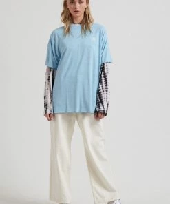Afends Womens Dixie - Hemp Oversized T-Shirt - Sky Blue Clothing 7 Afends Womens Dixie - Hemp Oversized T-Shirt - Sky Blue Clothing