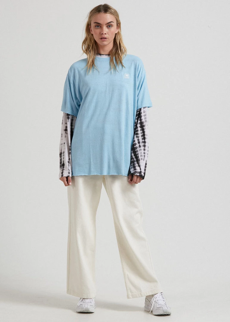 Afends Womens Dixie - Hemp Oversized T-Shirt - Sky Blue Clothing 3 Afends Womens Dixie - Hemp Oversized T-Shirt - Sky Blue Clothing