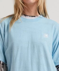 Afends Womens Dixie - Hemp Oversized T-Shirt - Sky Blue Clothing
