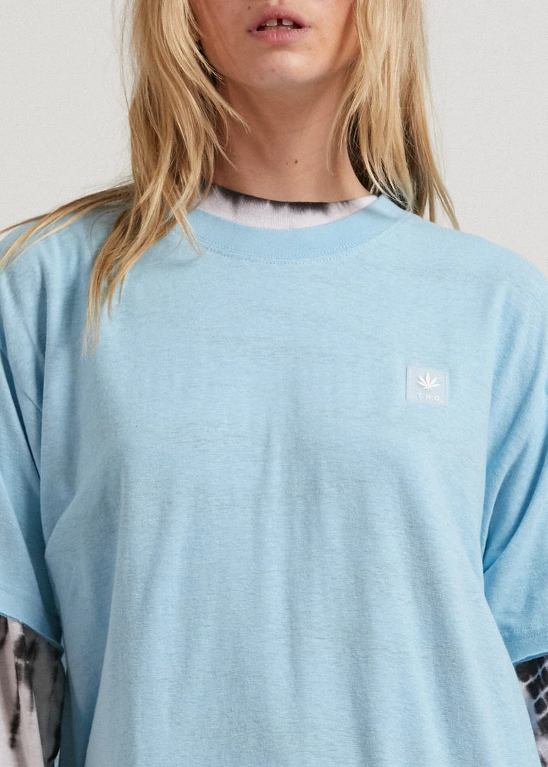 Afends Womens Dixie - Hemp Oversized T-Shirt - Sky Blue Clothing 2 Afends Womens Dixie - Hemp Oversized T-Shirt - Sky Blue Clothing