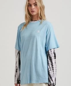 Afends Womens Dixie - Hemp Oversized T-Shirt - Sky Blue Clothing 9 Afends Womens Dixie - Hemp Oversized T-Shirt - Sky Blue Clothing