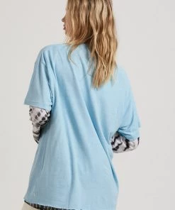 Afends Womens Dixie - Hemp Oversized T-Shirt - Sky Blue Clothing 8 Afends Womens Dixie - Hemp Oversized T-Shirt - Sky Blue Clothing