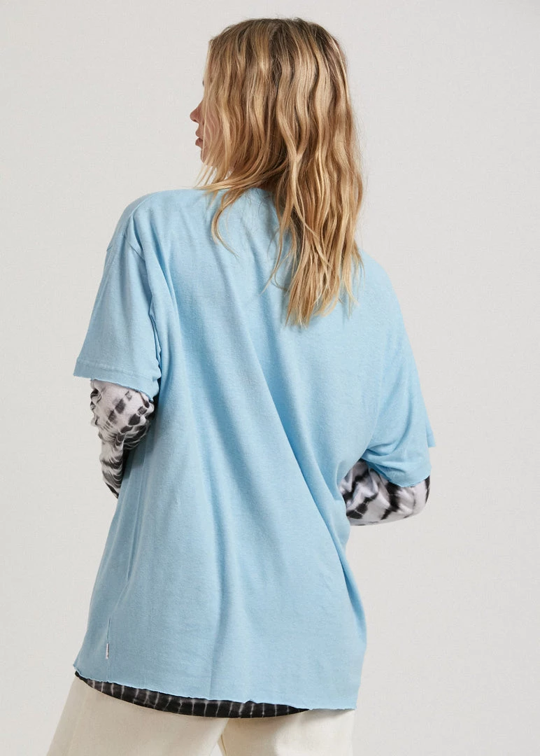 Afends Womens Dixie - Hemp Oversized T-Shirt - Sky Blue Clothing 4 Afends Womens Dixie - Hemp Oversized T-Shirt - Sky Blue Clothing